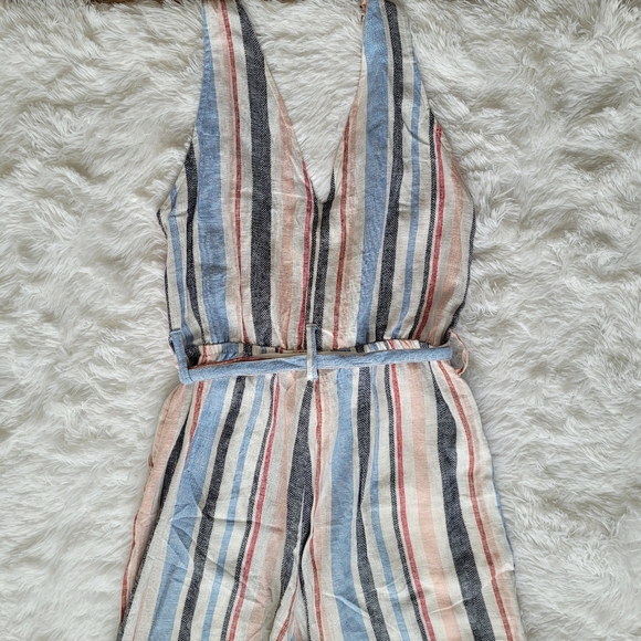 Indigo Rein Linen V-Neck Sleeveless Wide Leg Jumpsuit Size Large - Picture 9 of 16